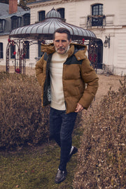 Doudoune bi-matière Fauve/Noir Marceau Bimat