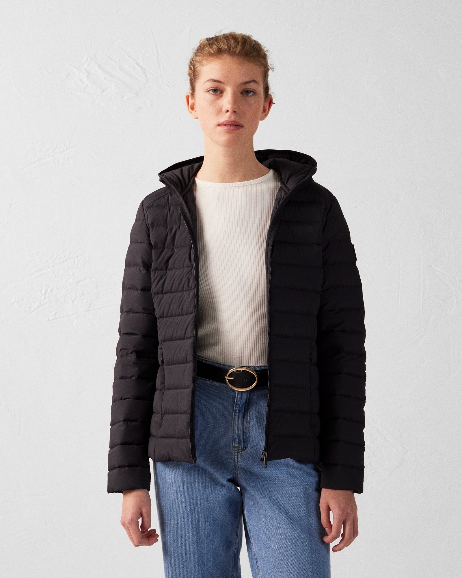 Doudoune à capuche stretch légère Noir Salma