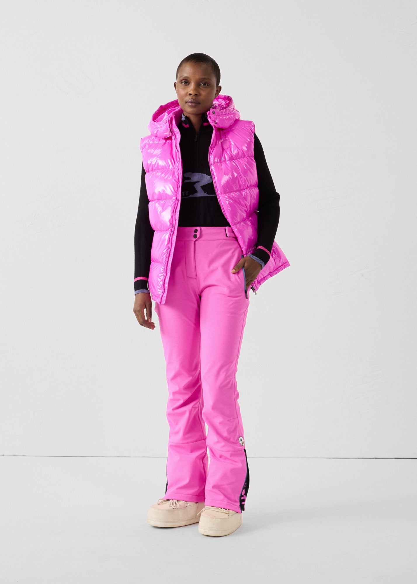 Doudoune laquée sans manches Grand Froid Rose électrique Clappe