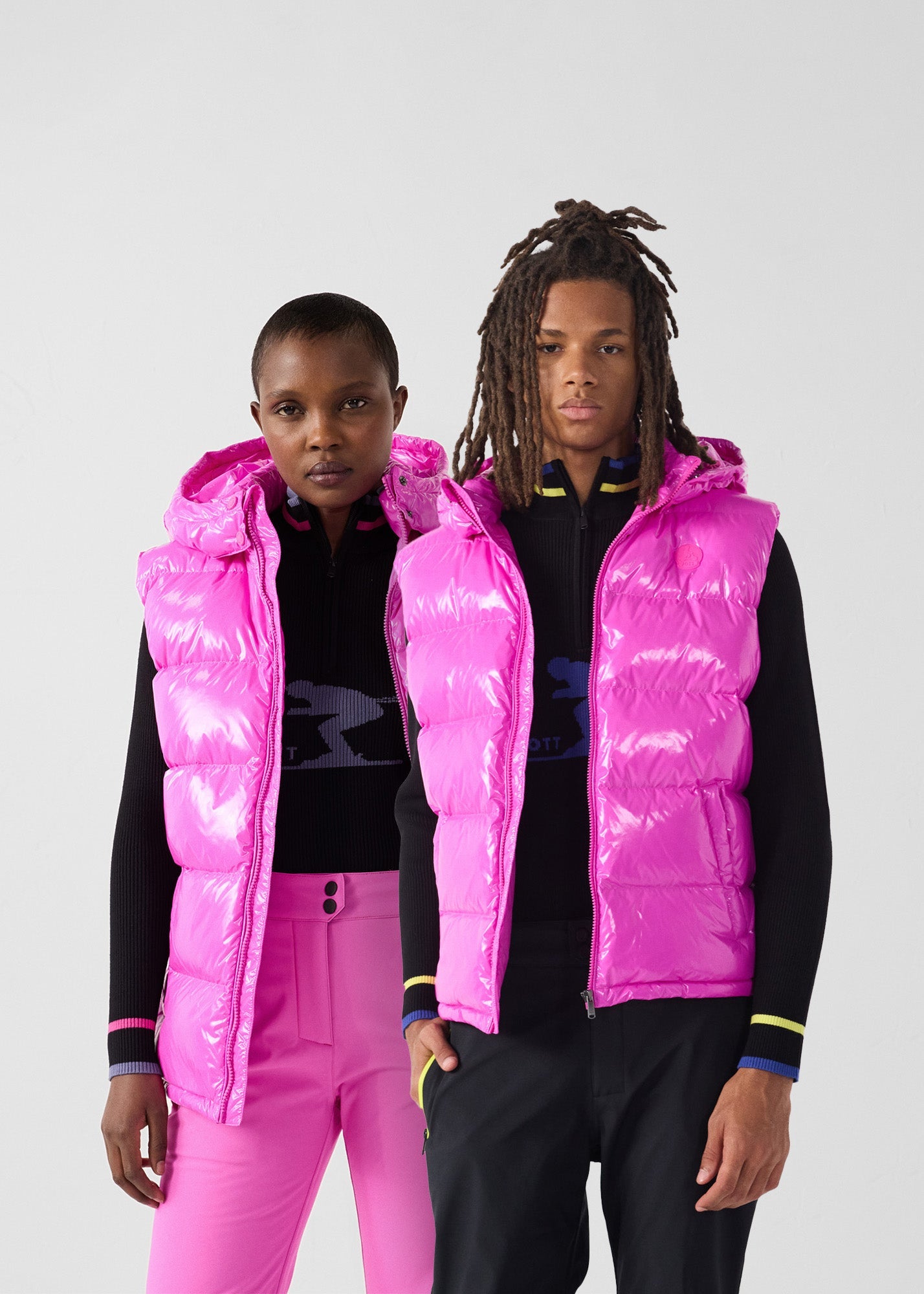 Doudoune laquée sans manches Grand Froid Rose électrique Clappe