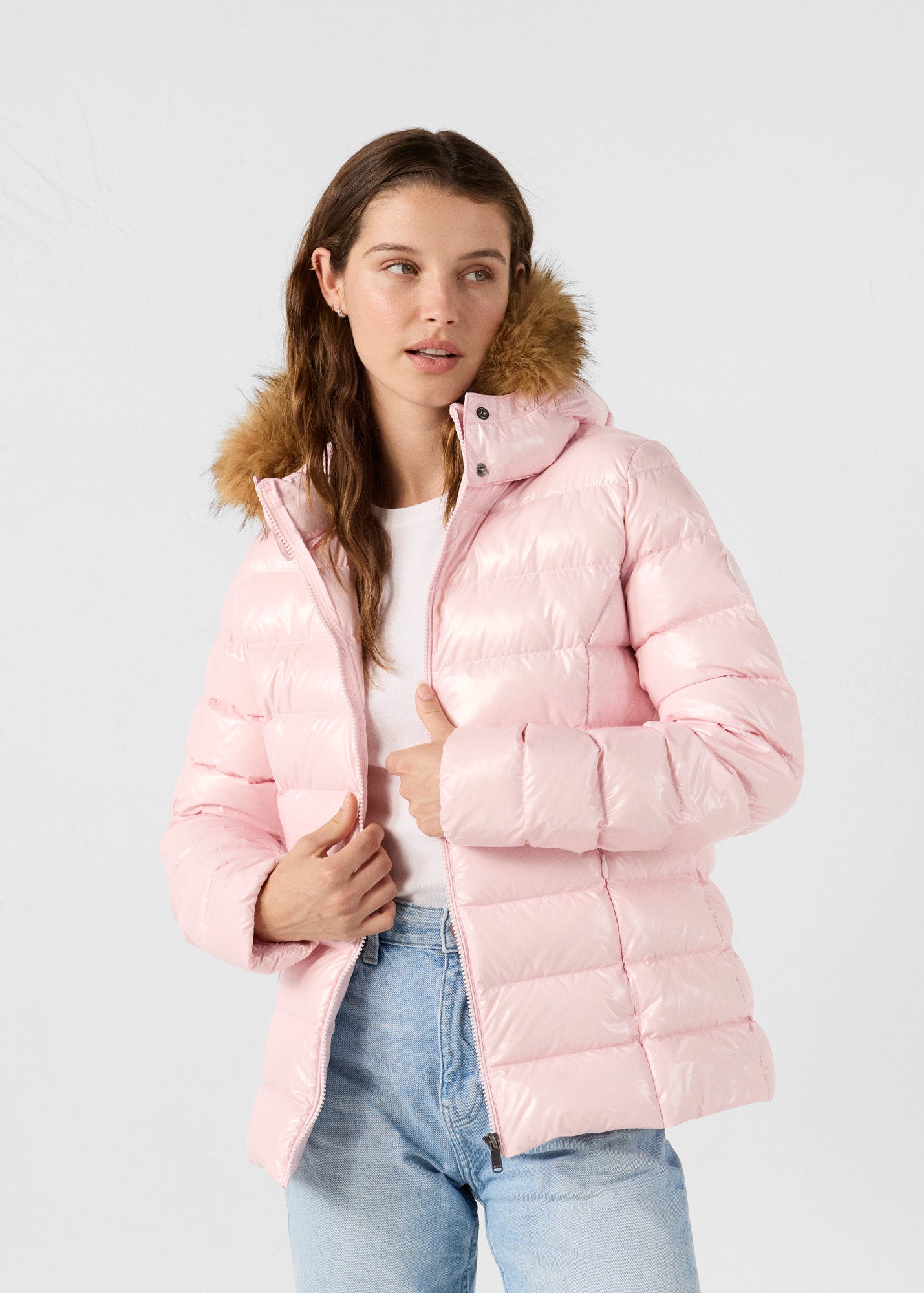 Doudoune à capuche Grand Froid Rose pétale Luxe laquée