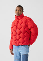 Veste Grand Froid puffer tressée Rouge carmin Alya