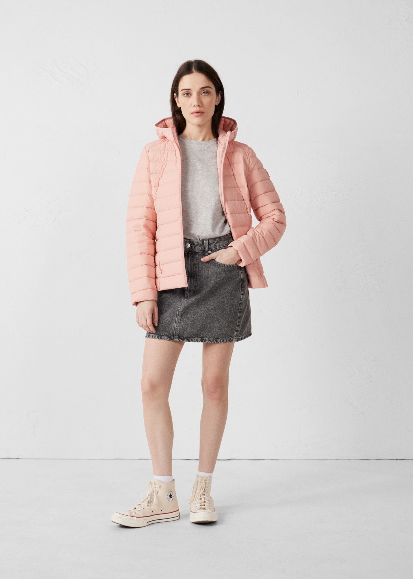 Doudoune à capuche stretch légère Sable rose Salma