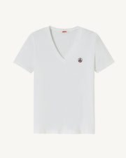 T-shirt uni col V en coton biologique Blanc Cancun 2.0
