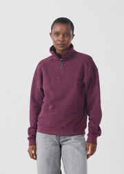 Sweatshirt demi-zippé Cerise noire Line