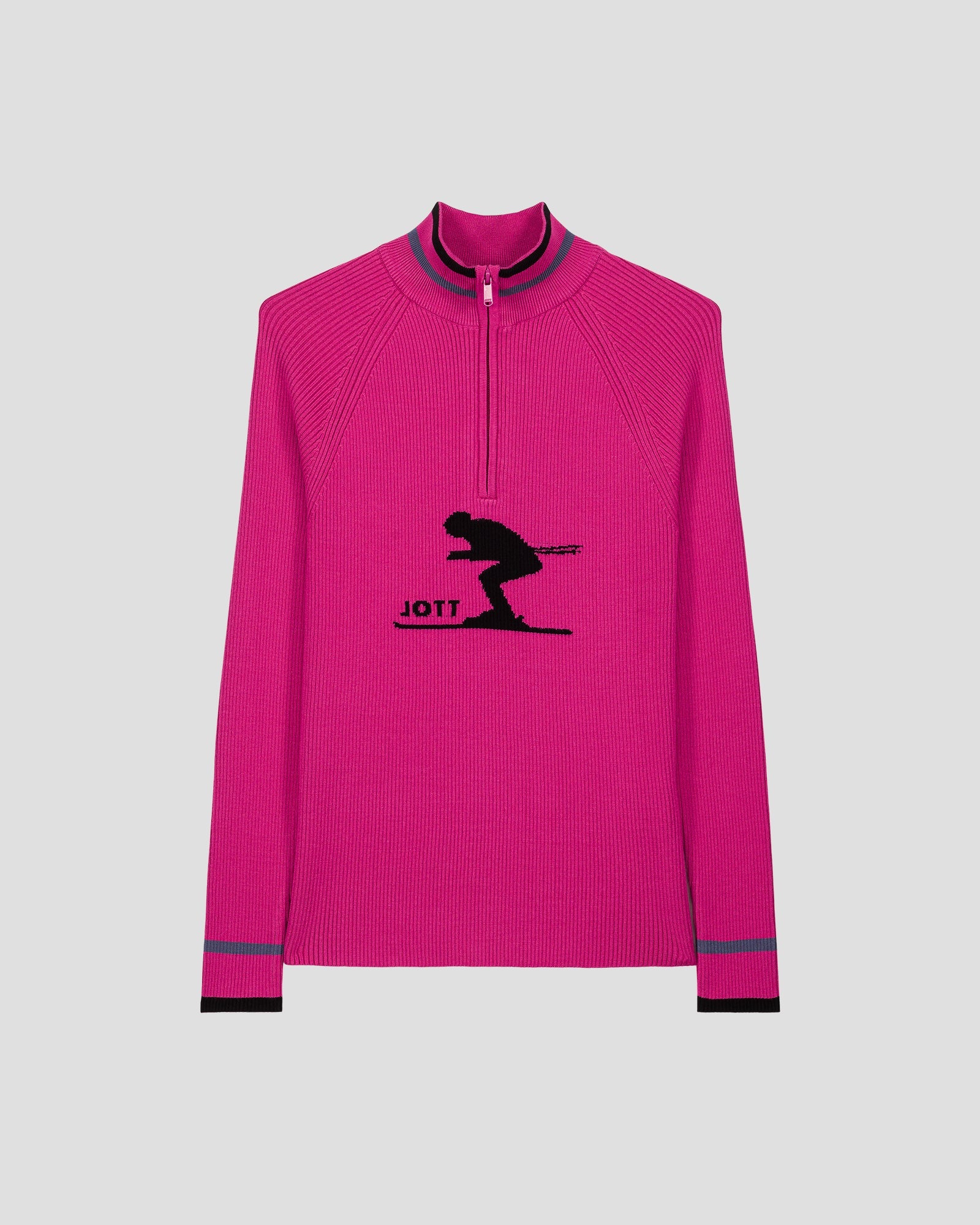 Pull côtelé col haut Rose électrique Mayt