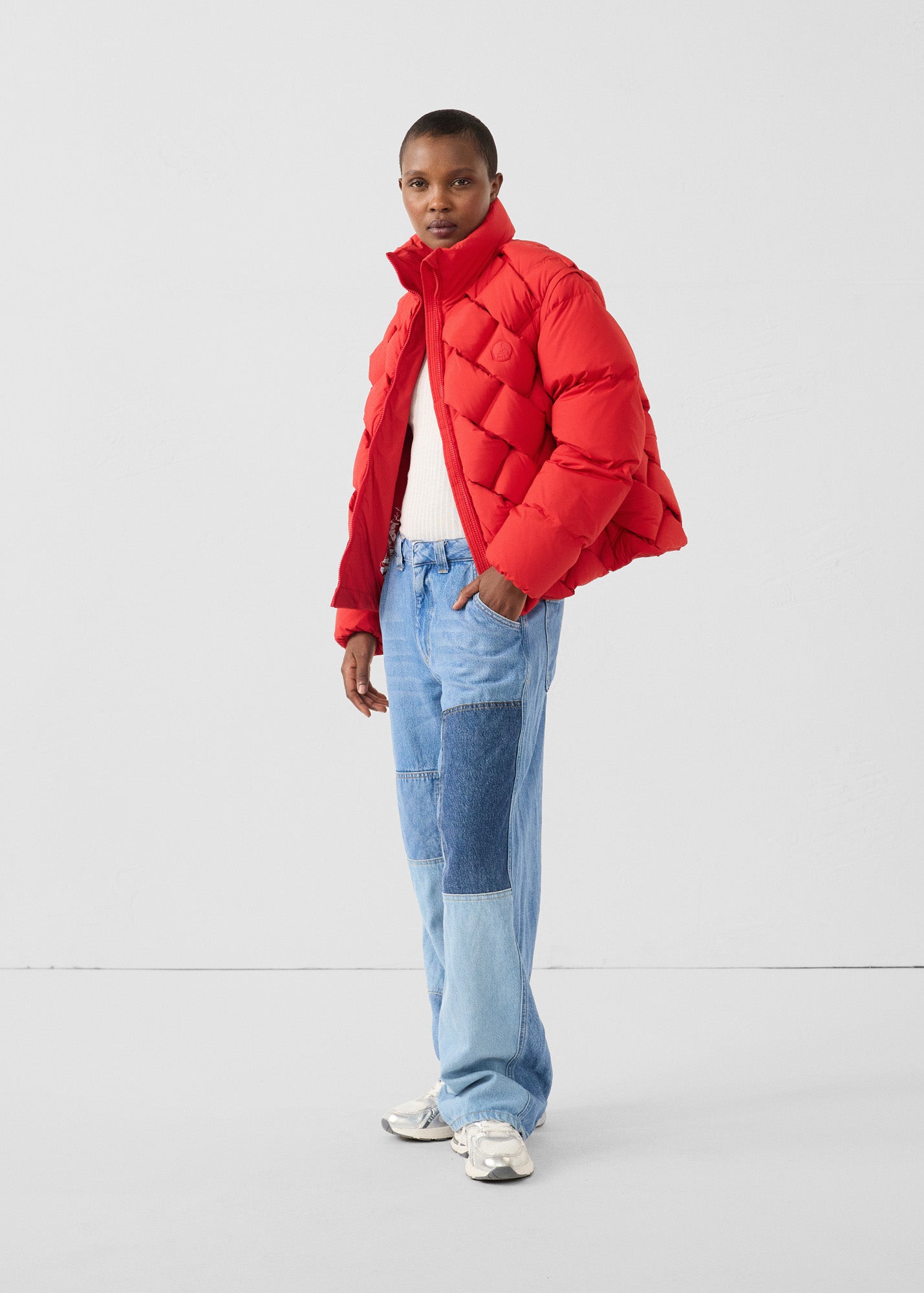 Veste Grand Froid puffer tressée Rouge carmin Alya