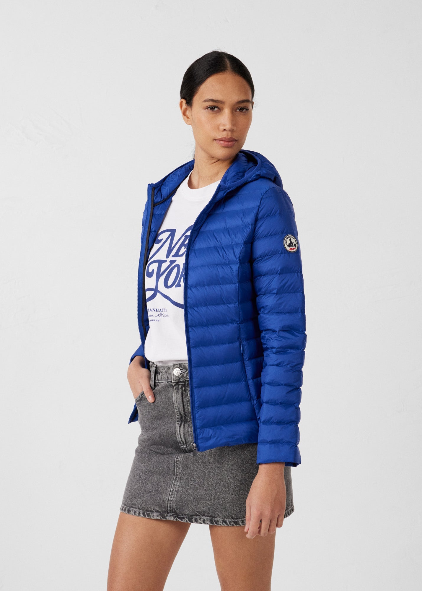 Doudoune légère à capuche Bleu cobalt Cloe