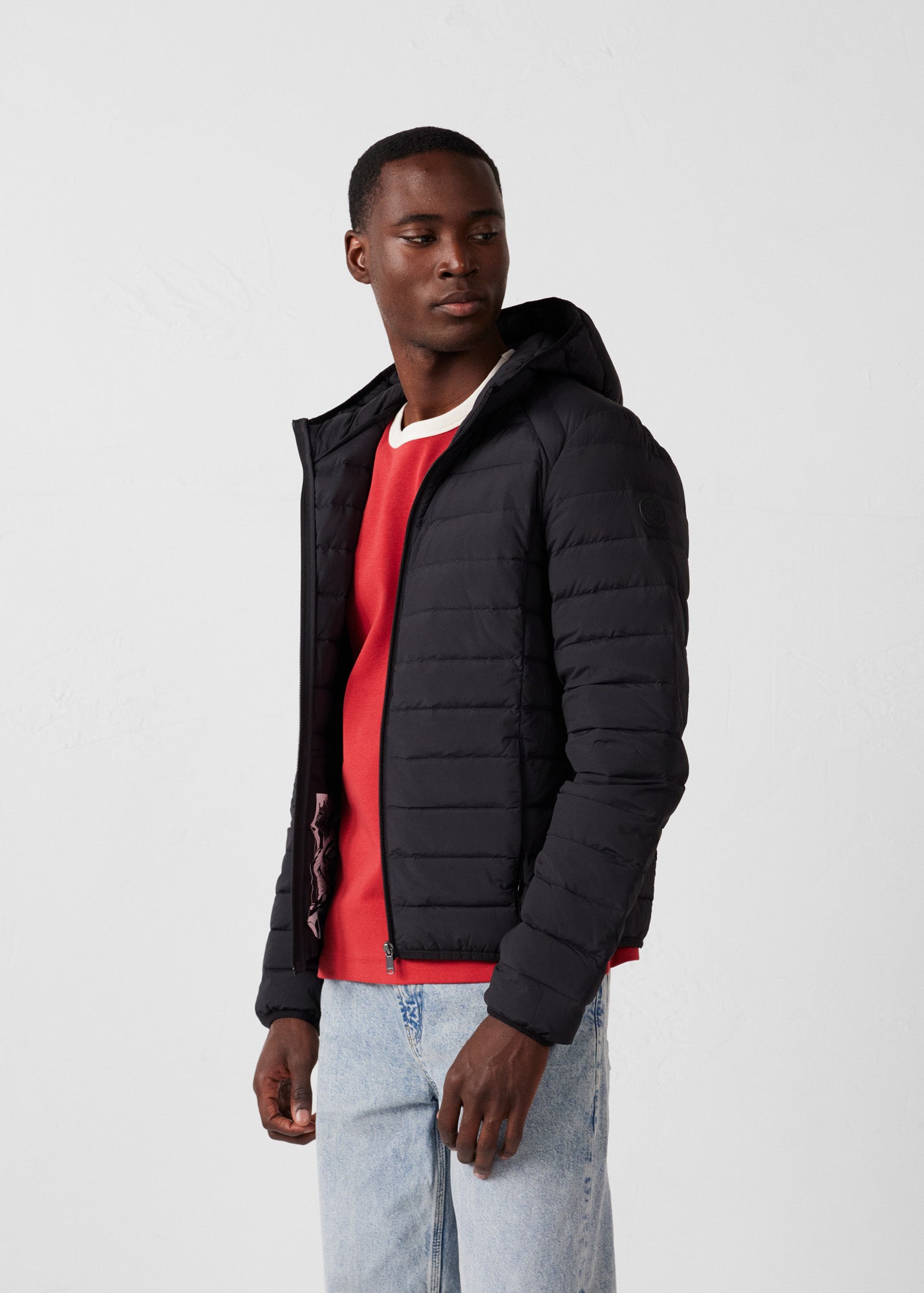 Doudoune légère stretch à capuche Noir Frantz