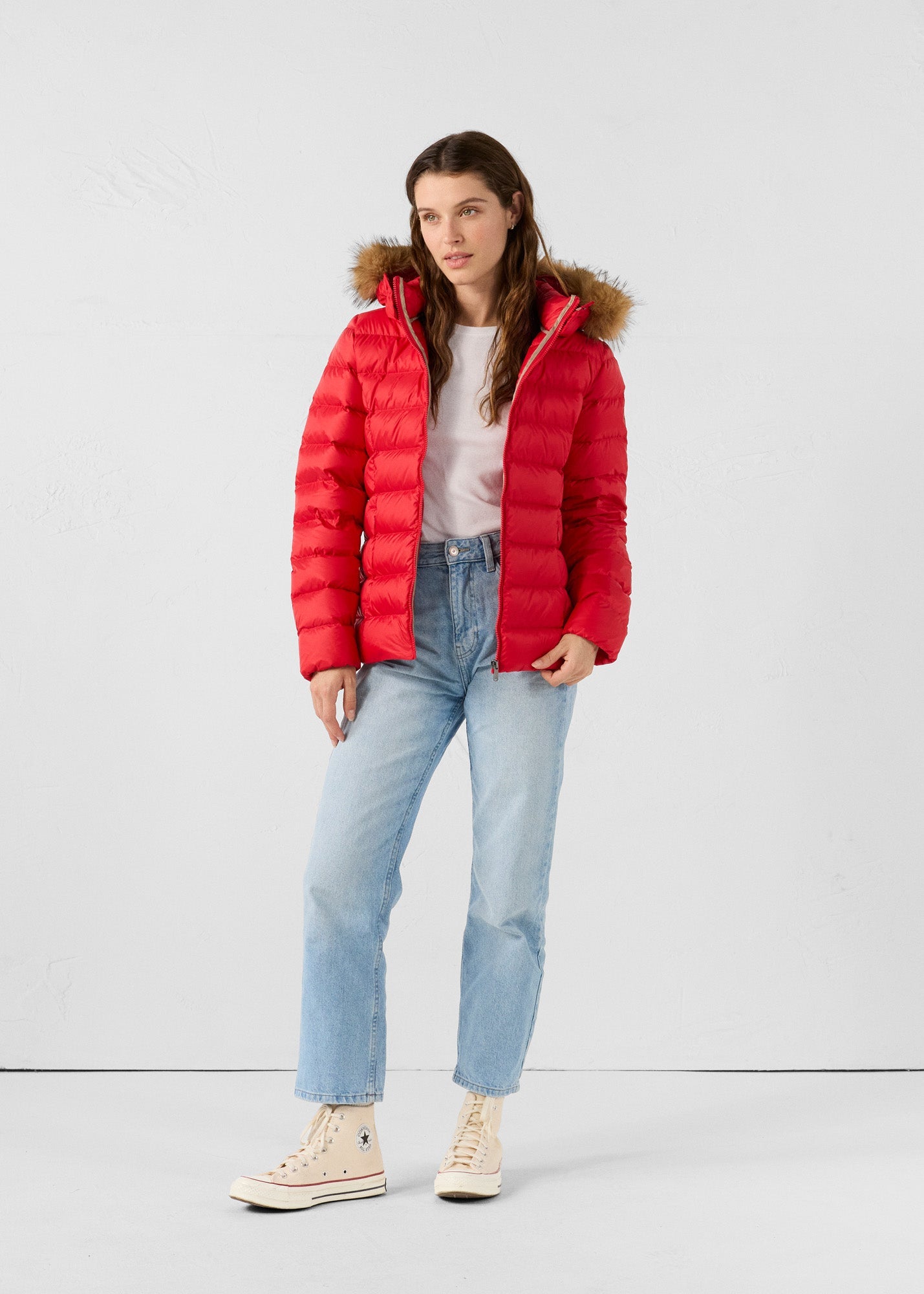 Doudoune à capuche Grand Froid Rouge carmin Luxe