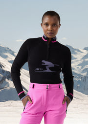 Pull côtelé col haut Noir Mayt