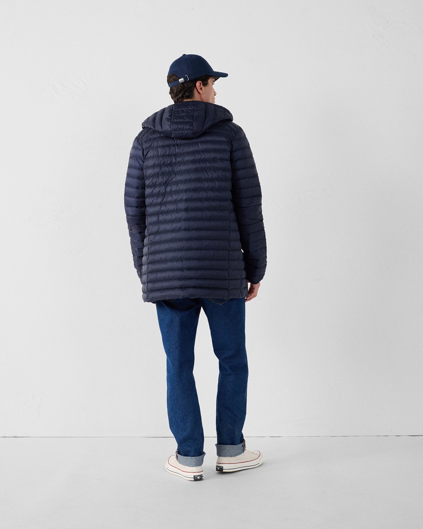 Doudoune mi-longue à capuche Marine Xavier