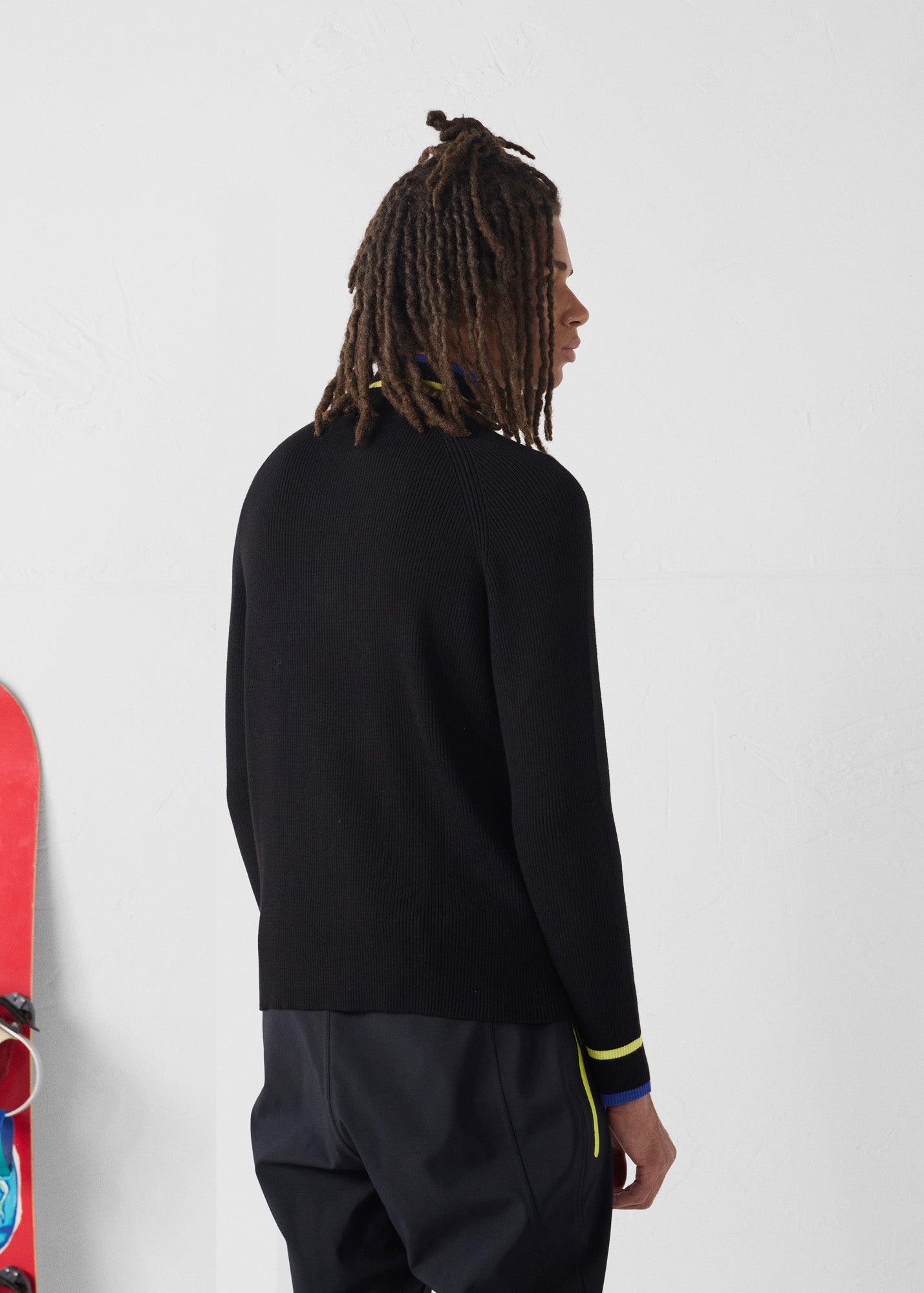 Pull côtelé col haut Noir Banet