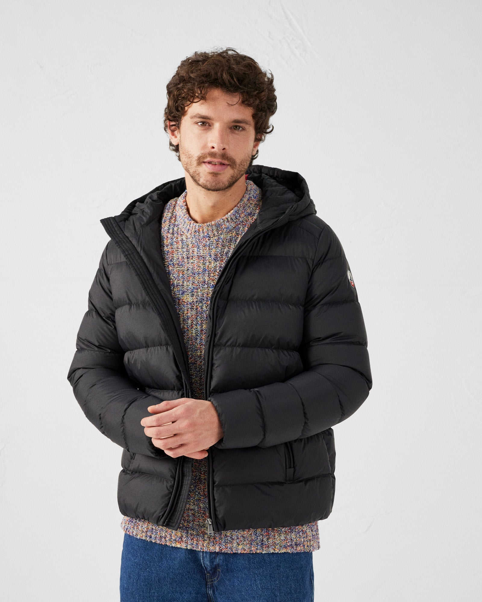 Doudoune droite à capuche Noir John
