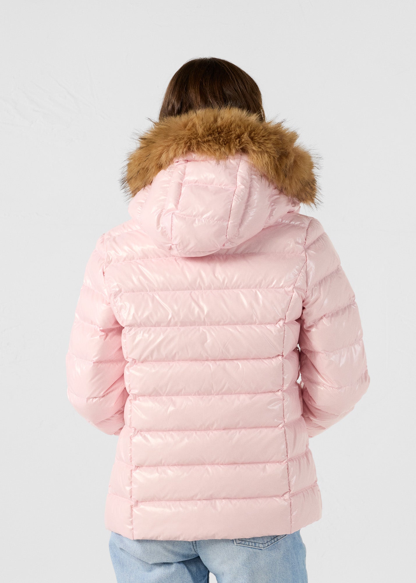 Doudoune à capuche Grand Froid Rose pétale Luxe laquée