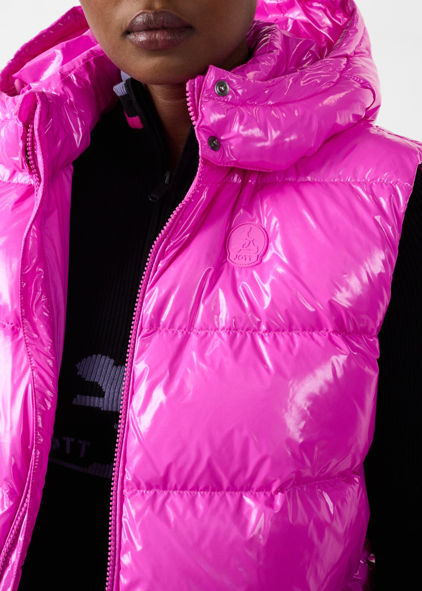 Doudoune laquée sans manches Grand Froid Rose électrique Clappe