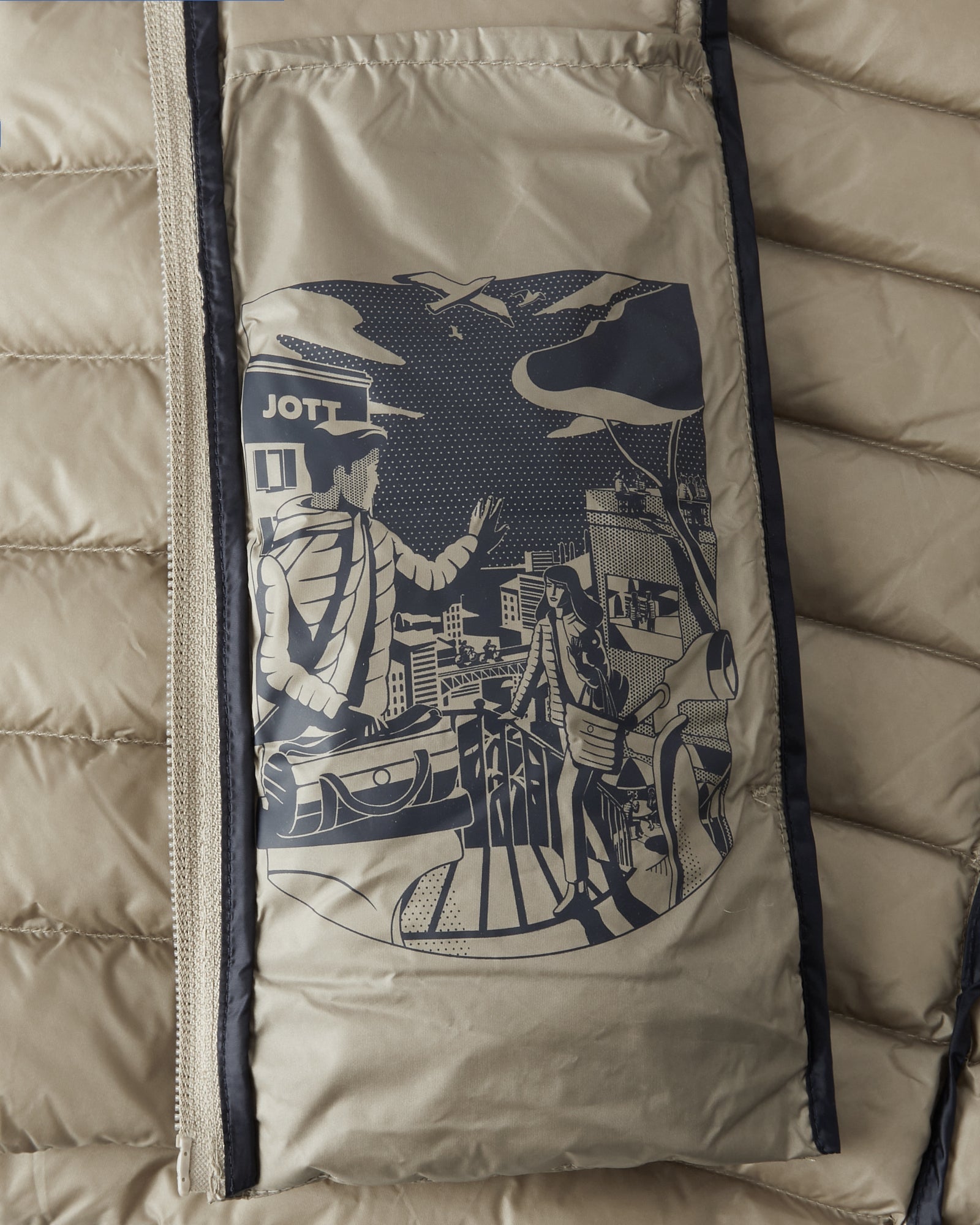 Doudoune sans manches à capuche Beige Pat