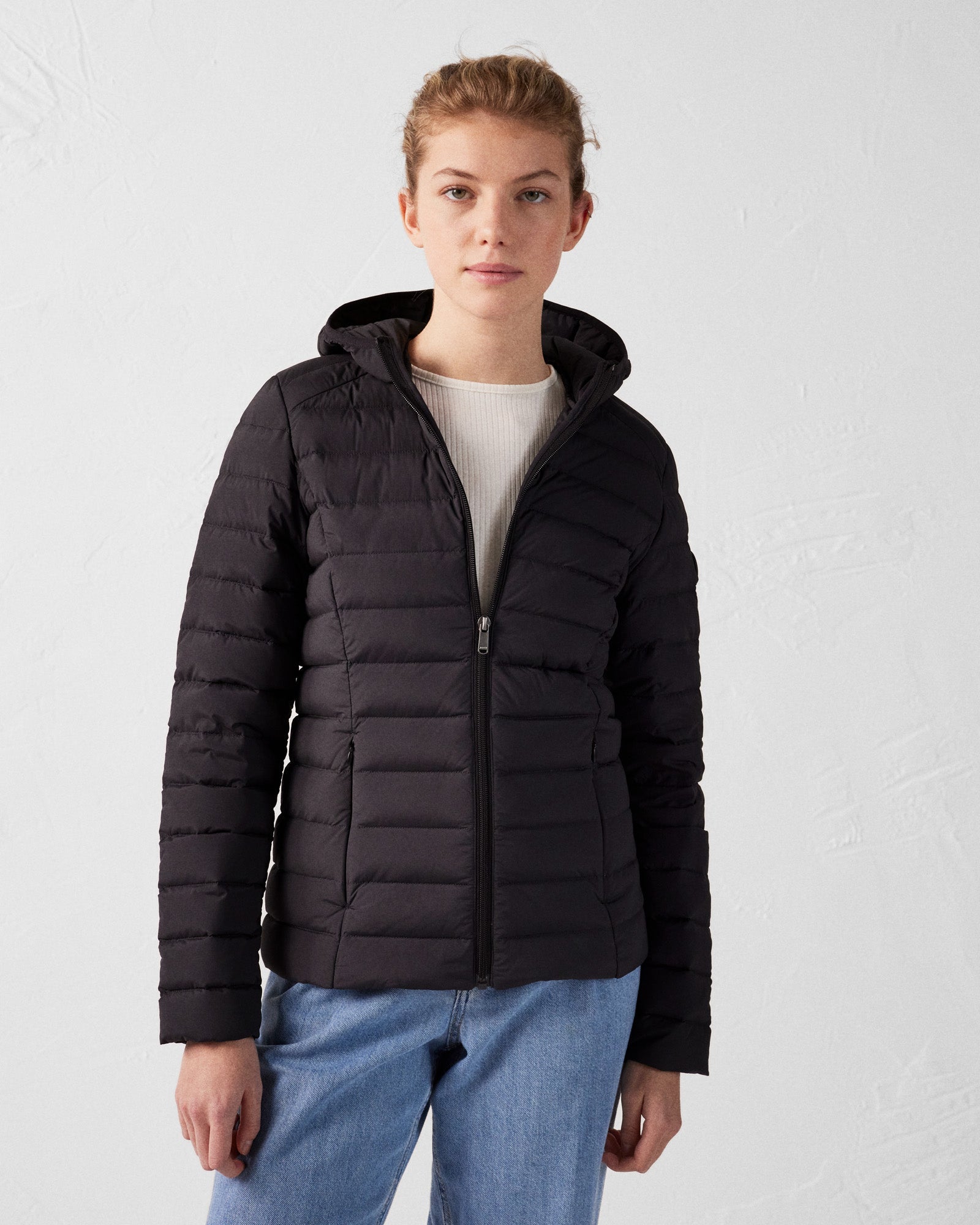 Doudoune à capuche stretch légère Noir Salma