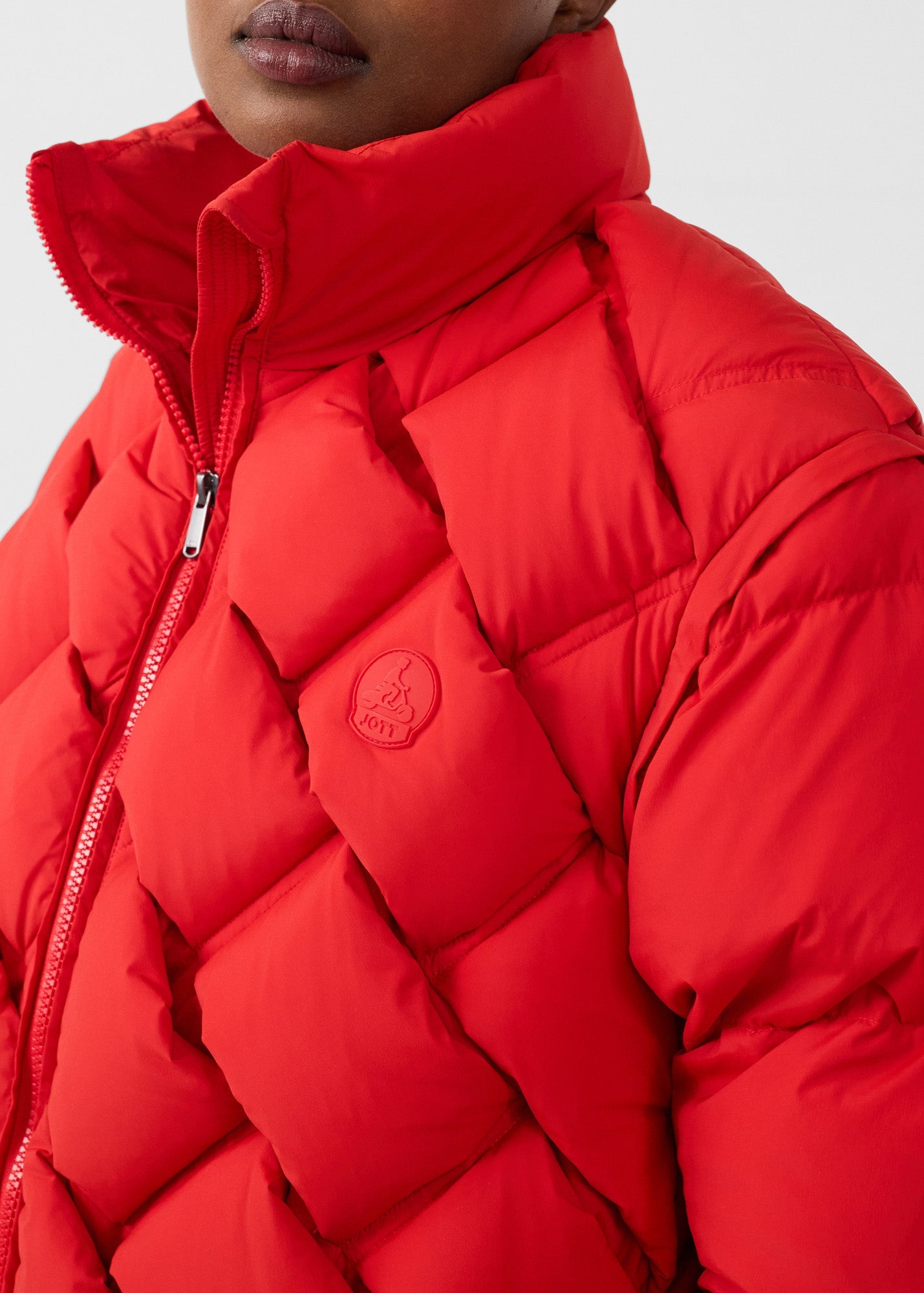 Veste Grand Froid puffer tressée Rouge carmin Alya