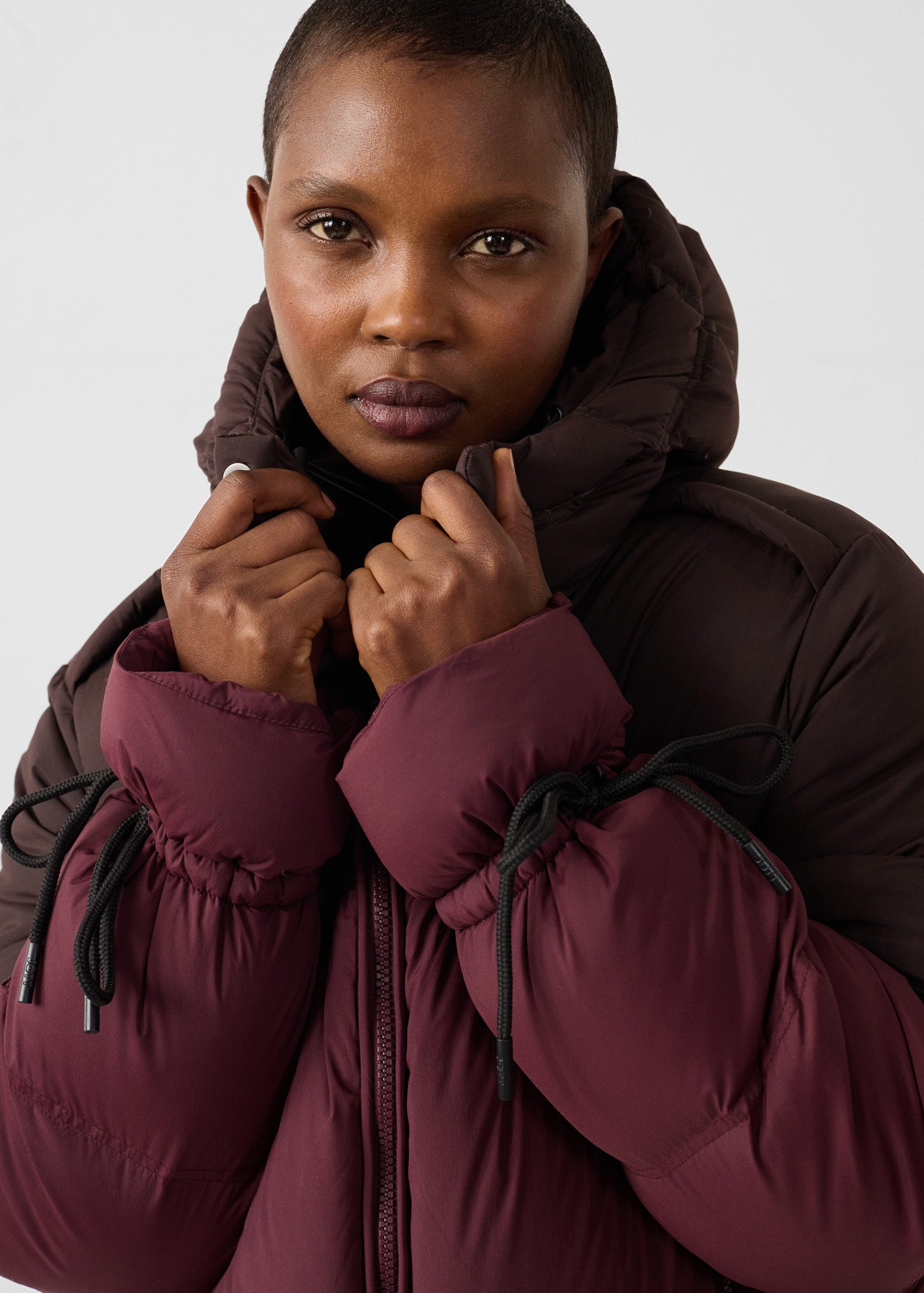 Doudoune Grand Froid esprit puffer Cerise noir/Café noir Nami Colorblock