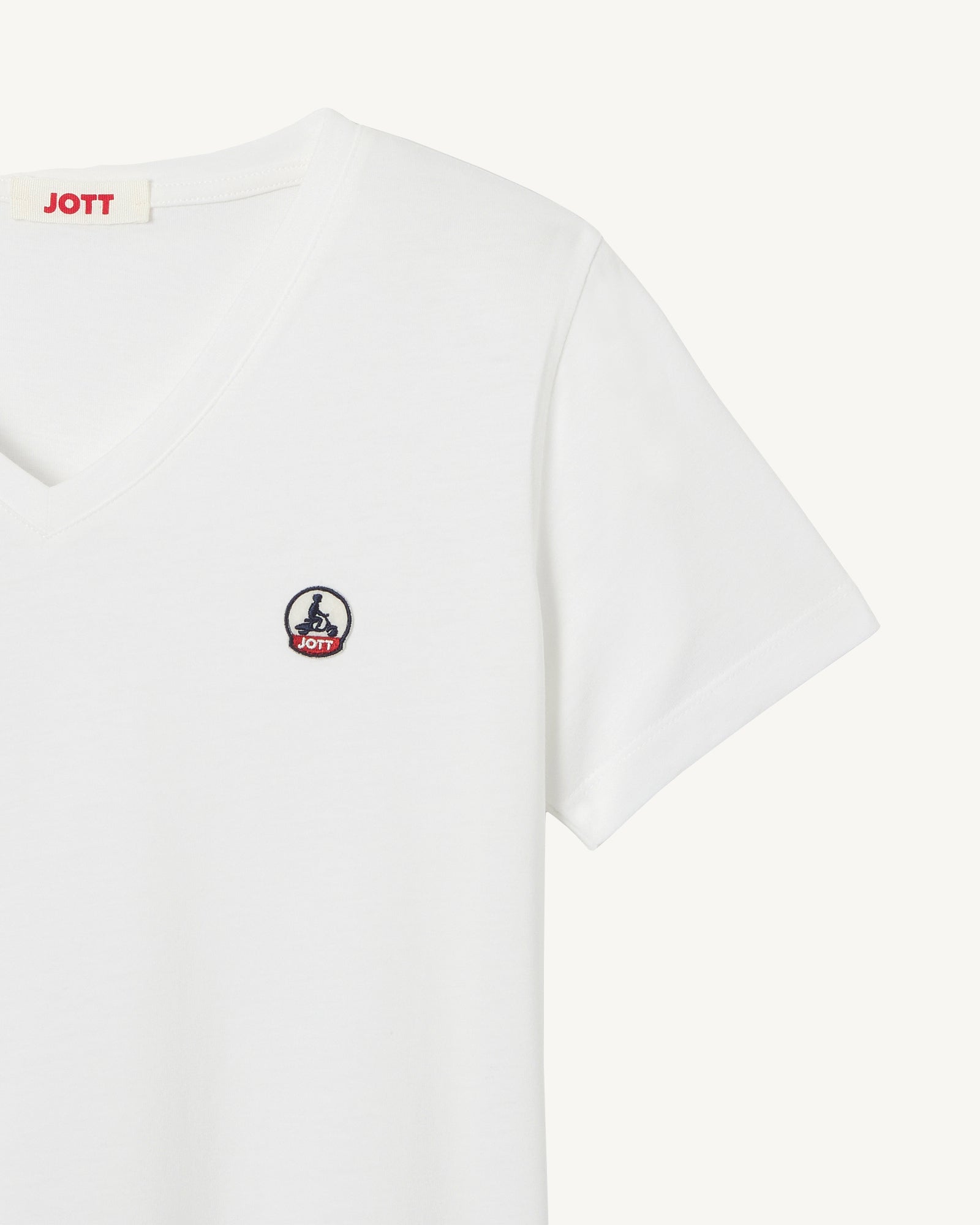 T-shirt uni col V femme en coton biologique Blanc Cancun