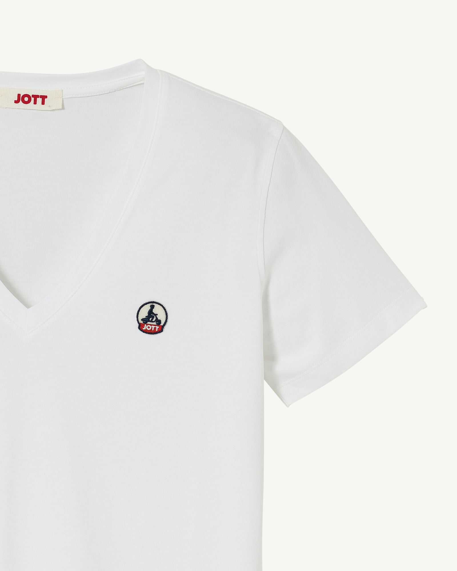 T-shirt uni col V en coton biologique Blanc Cancun 2.0