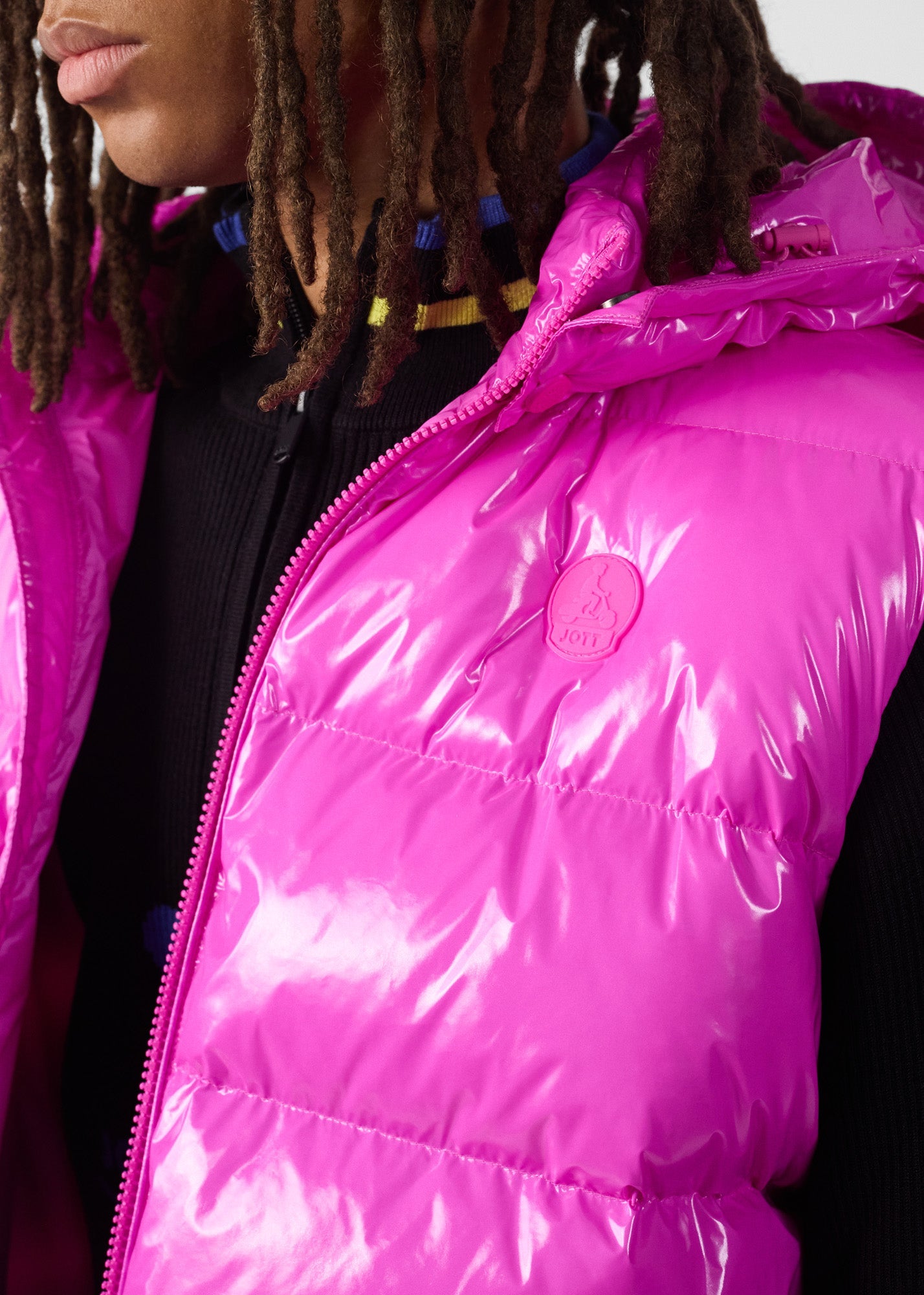 Doudoune laquée sans manches Grand Froid Rose électrique Clappe