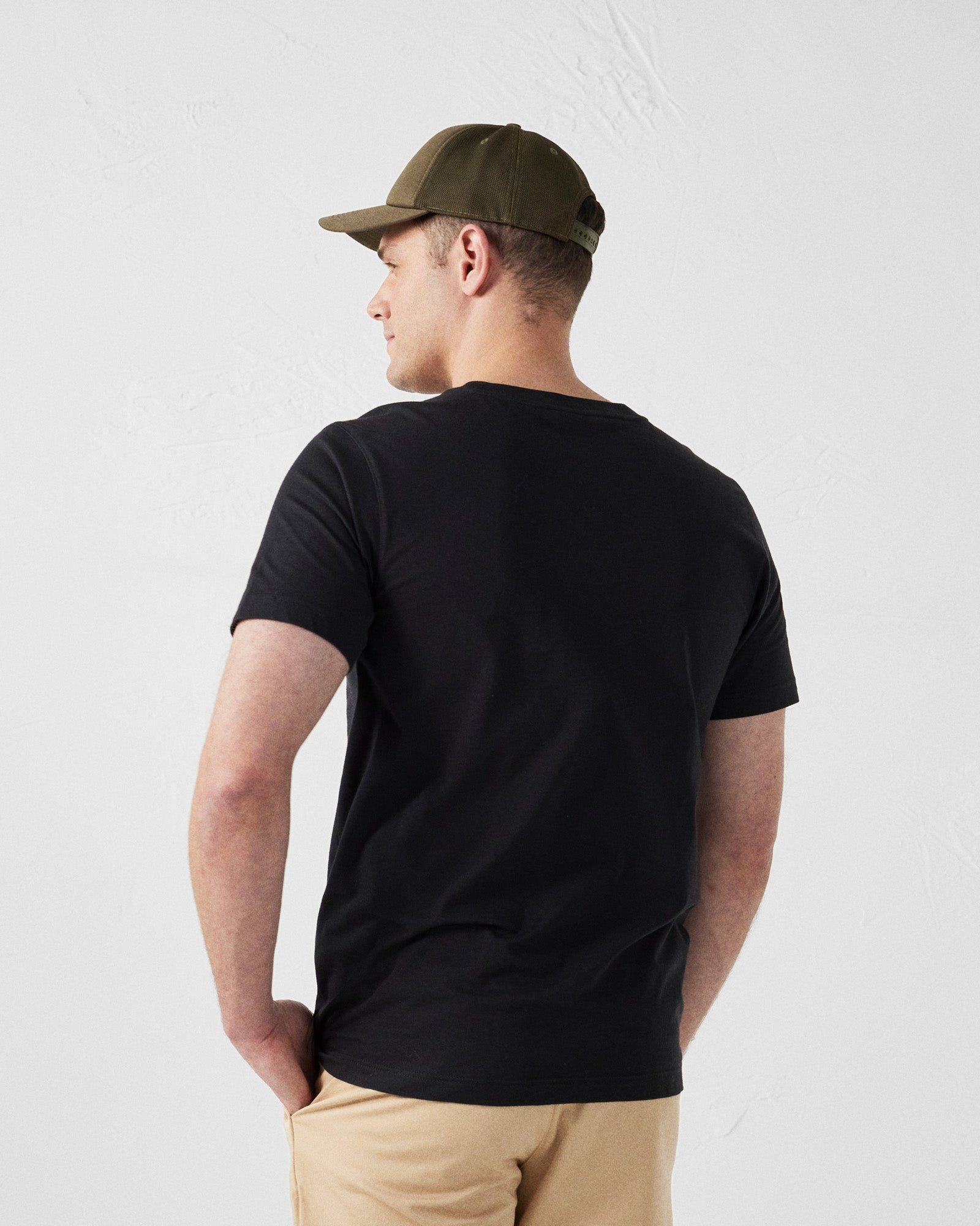 T-shirt col rond homme en coton Noir Pedro