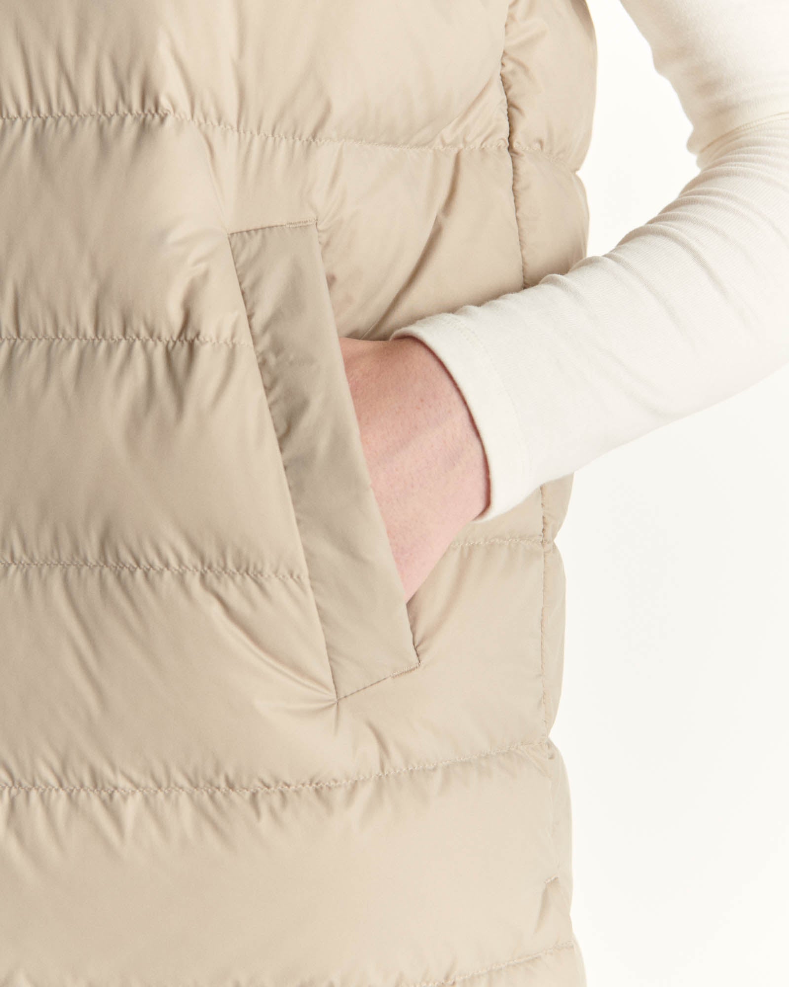 Doudoune longue droite à capuche Beige Lola