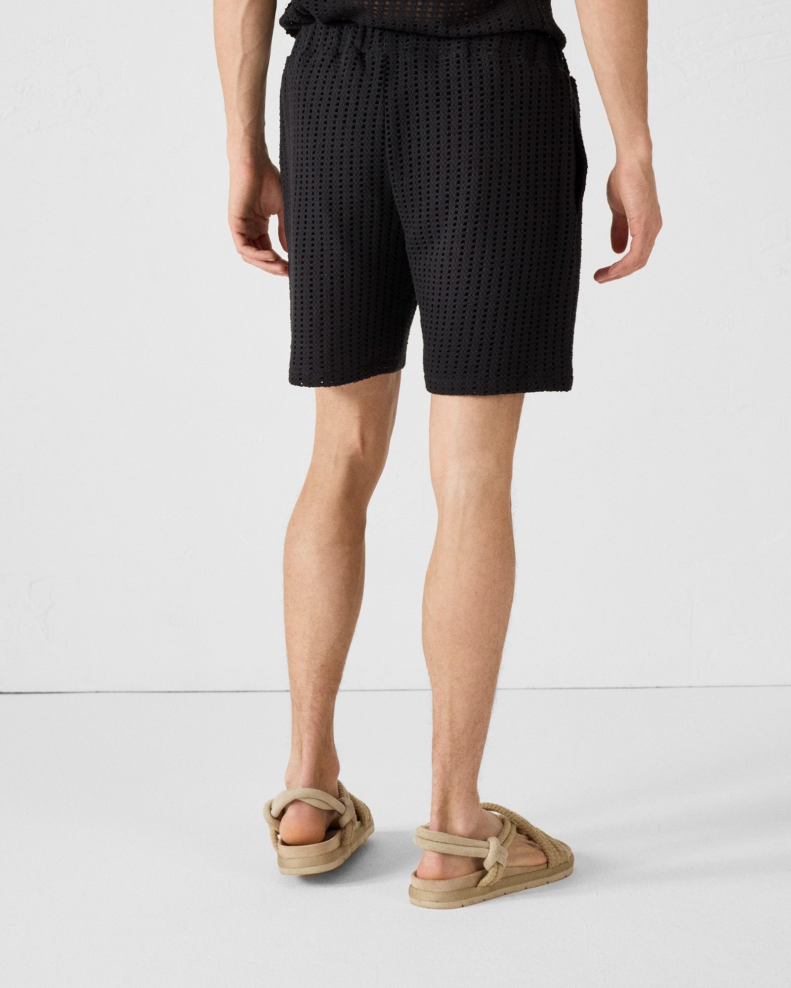 Short en maille de coton Noir Vittorio