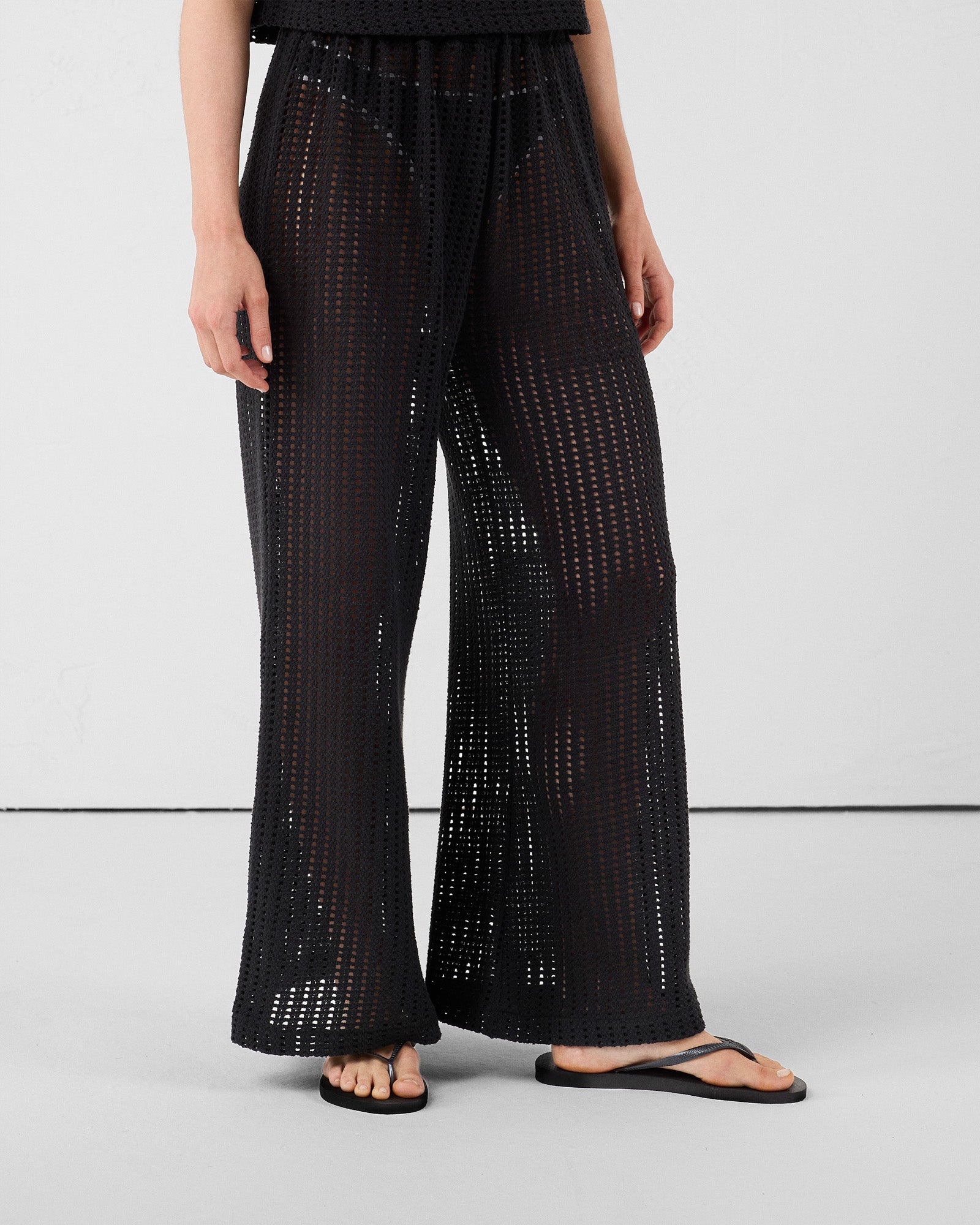 Pantalon en maille de coton Noir Virginia
