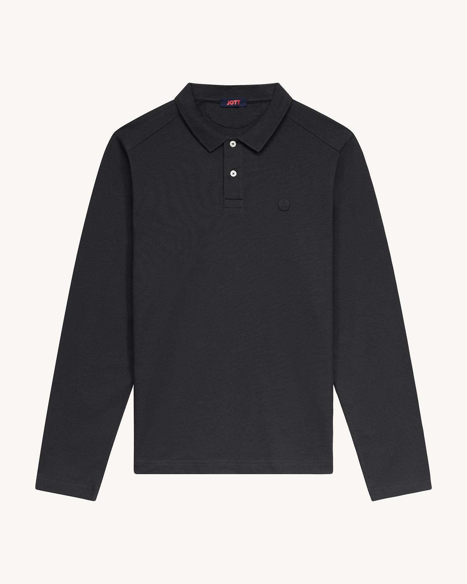 Polo manches longues en coton Noir Carlos