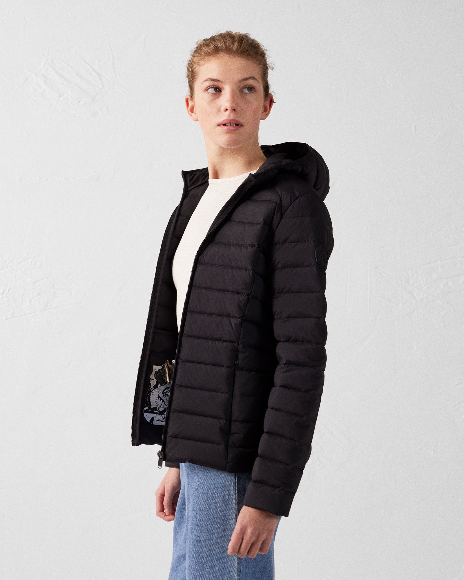 Doudoune à capuche stretch légère Noir Salma