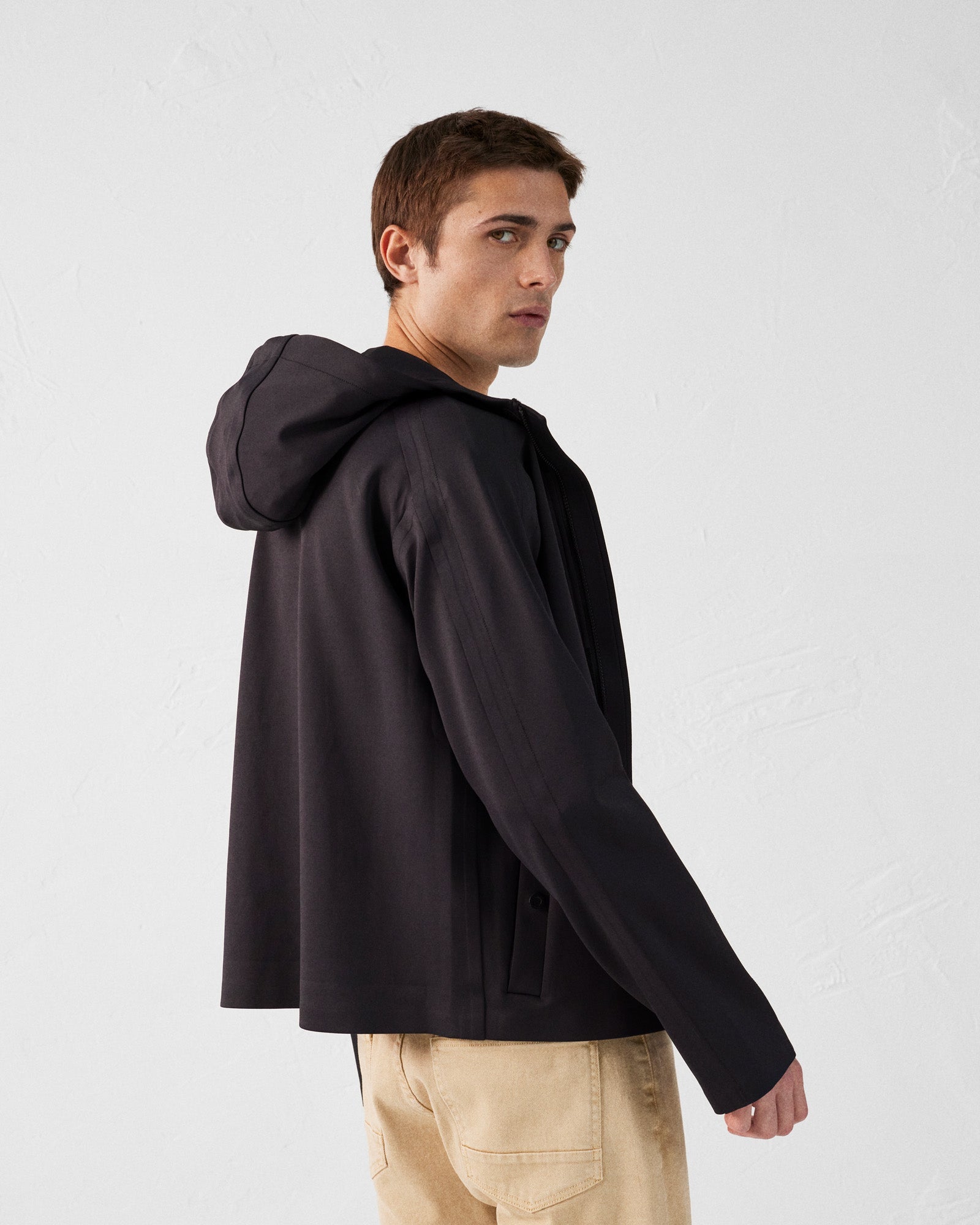 Veste 'oversize' bimatière Noir Ernest