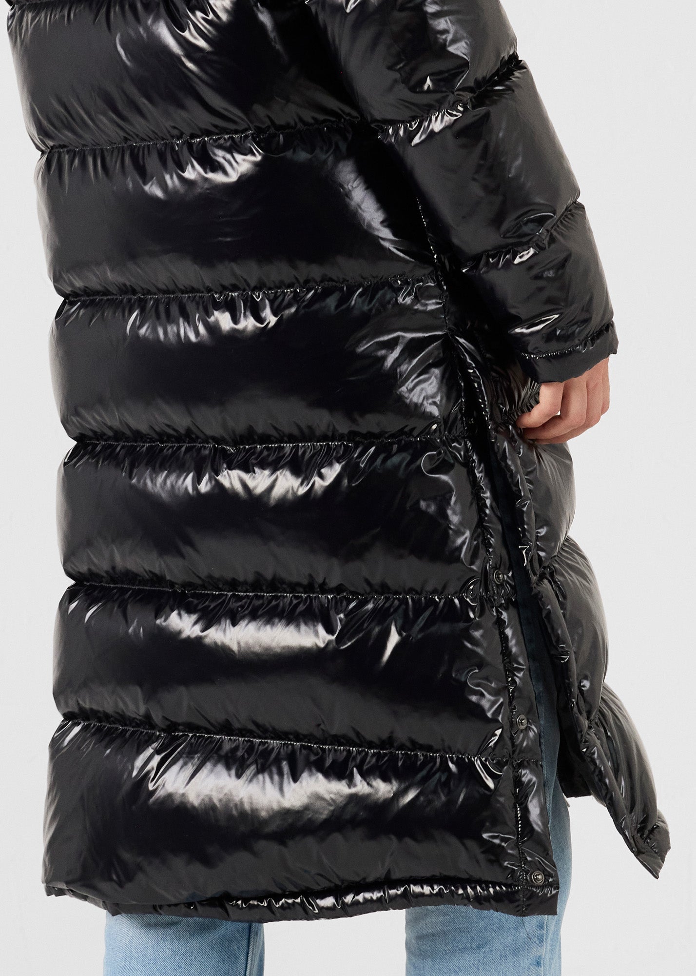 Doudoune longue laquée à capuche Grand Froid Noir Karachi
