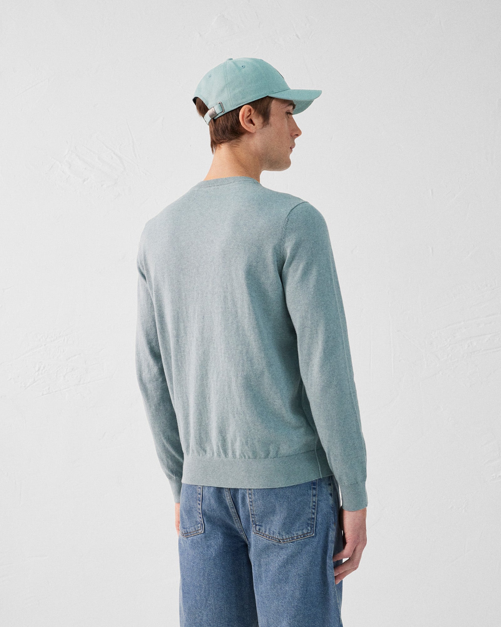 Pull en maille col rond Vert minéral Hadrien